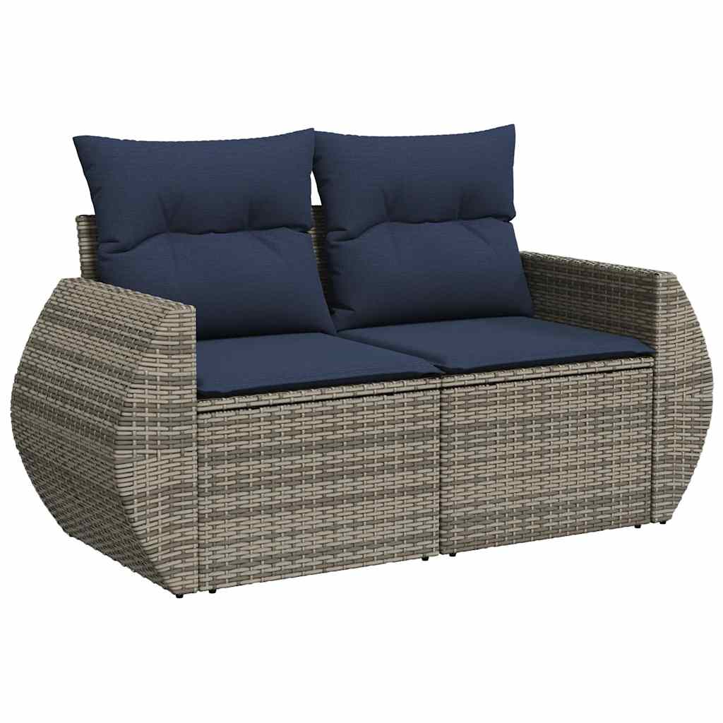 vidaXL 8-delige tuinbankset met kussens, zwart polyrotan