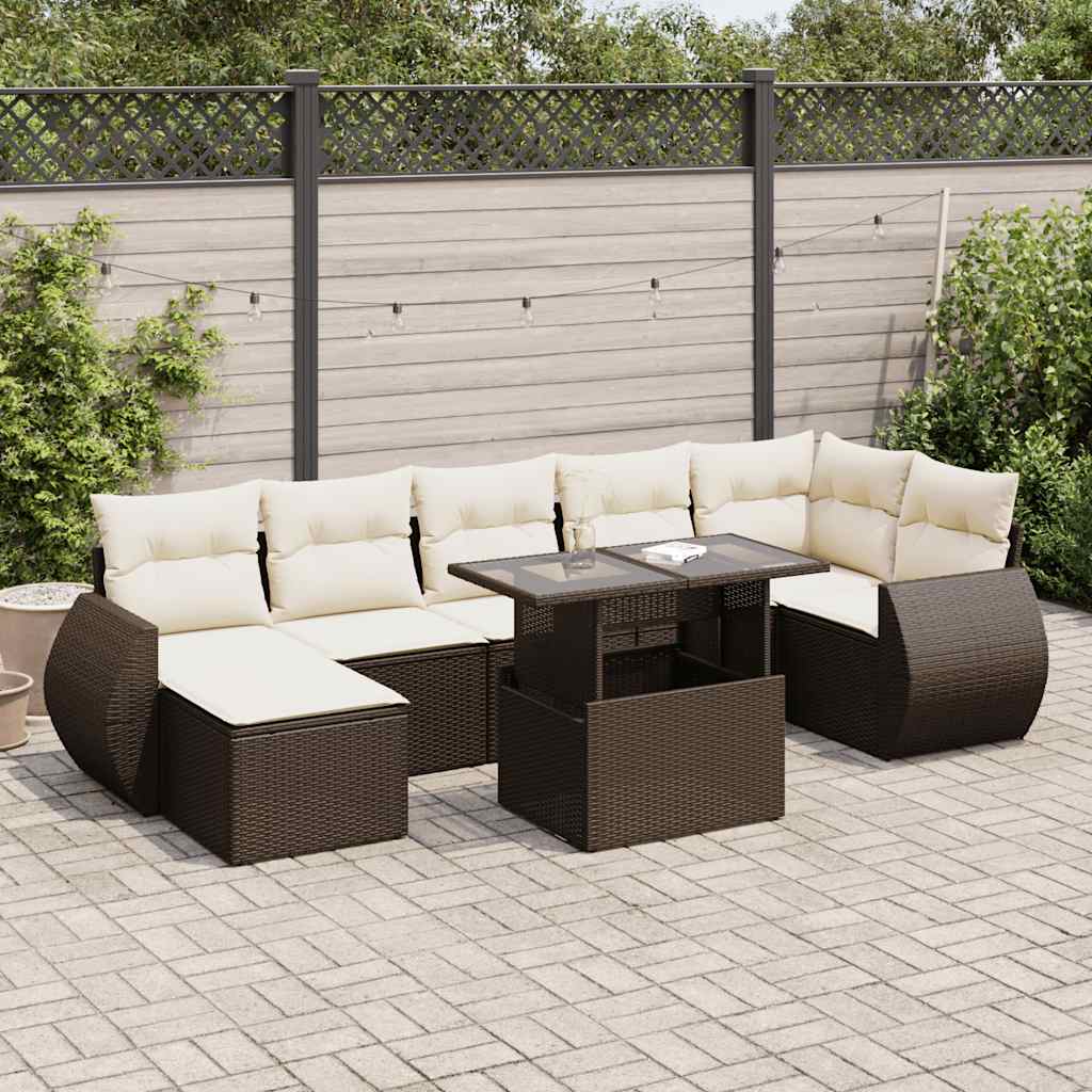 vidaXL 8-delige Loungeset met kussens poly rattan zwart
