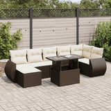 vidaXL 8-delige Loungeset met kussens poly rattan zwart