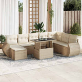 vidaXL 9-delige Loungeset met kussens poly rattan zwart