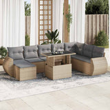 vidaXL 9-delige Loungeset met kussens poly rattan zwart