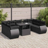 vidaXL 10-Piece Lounge Set with Cushions Poly Rattan Black