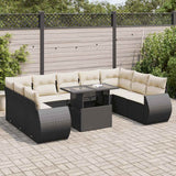 vidaXL 10-Piece Lounge Set with Cushions Poly Rattan Black