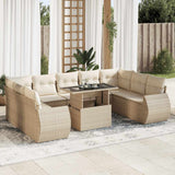 vidaXL 10-Piece Lounge Set with Cushions Poly Rattan Black