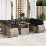 vidaXL 10-Piece Lounge Set with Cushions Poly Rattan Black