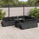 vidaXL 11-delige Loungeset met kussens poly rattan zwart