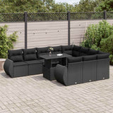 vidaXL 11-delige Loungeset met kussens poly rattan zwart