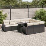 vidaXL 11-delige Loungeset met kussens poly rattan zwart