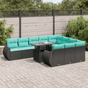 vidaXL 11-Piece Lounge Set with Cushions Poly Rattan Acacia Grey