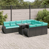 vidaXL 11-Piece Lounge Set with Cushions Poly Rattan Acacia Grey