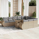 vidaXL 11-delige Loungeset met kussens poly rattan zwart