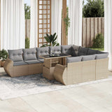 vidaXL 11-delige Loungeset met kussens poly rattan zwart