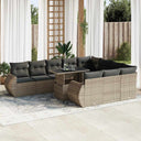 vidaXL 11-delige Loungeset met kussens poly rattan zwart