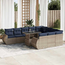 vidaXL 11-Piece Lounge Set with Cushions Poly Rattan Acacia Grey