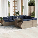 vidaXL 11-Piece Lounge Set with Cushions Poly Rattan Acacia Grey