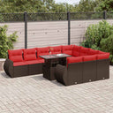 vidaXL 11-Piece Lounge Set with Cushions Poly Rattan Acacia Grey