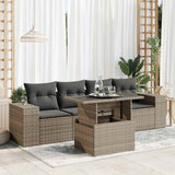 vidaXL 5-delige Loungeset met kussens poly rattan zwart
