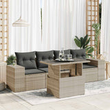 vidaXL 5-delige Loungeset met kussens poly rattan zwart