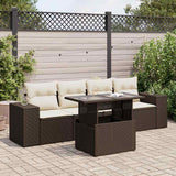 vidaXL 5-delige Loungeset met kussens poly rattan zwart