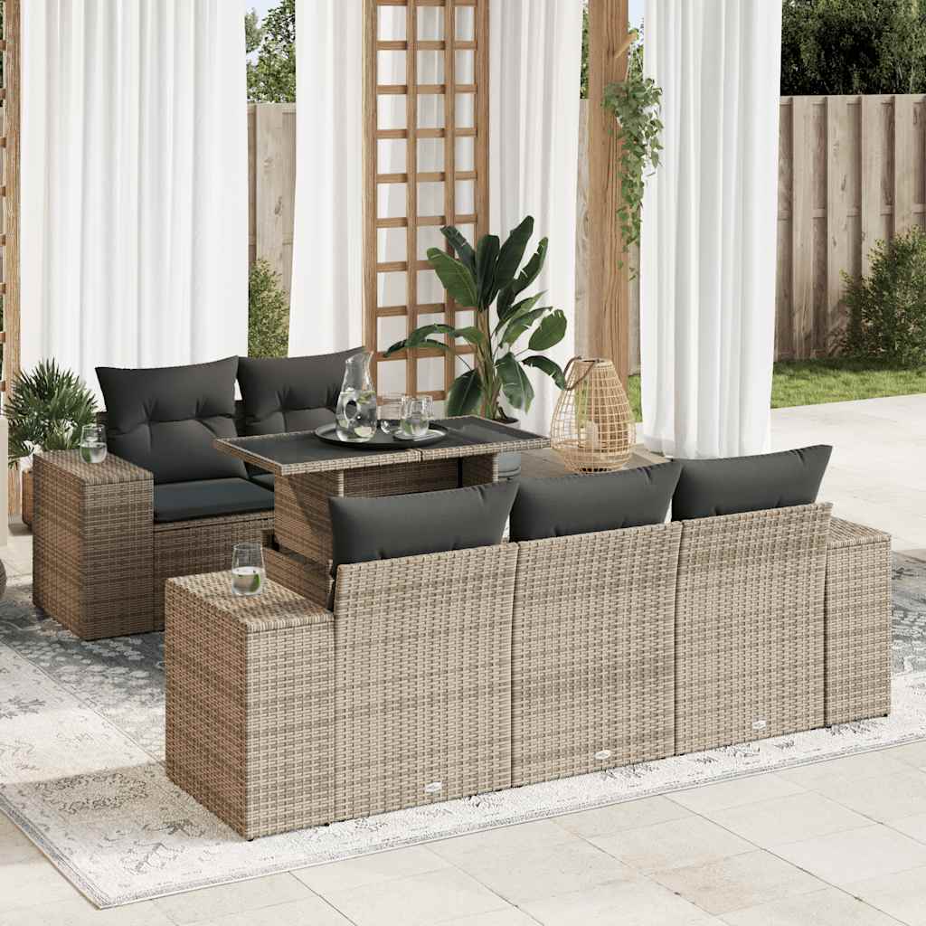 vidaXL 6-Piece Lounge Set with Cushions Poly Rattan Black