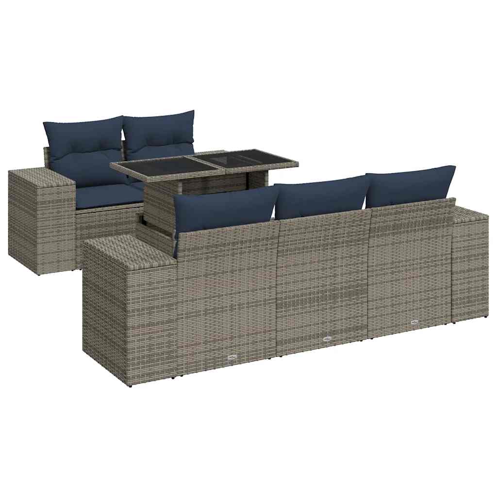 vidaXL 6-delige Loungeset met kussens poly rattan acacia zwart