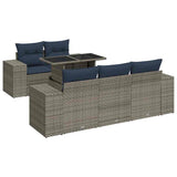 vidaXL 6-delige Loungeset met kussens poly rattan acacia zwart