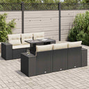vidaXL 7-delige Loungeset met kussens poly rattan zwart
