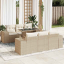 vidaXL 7-delige Loungeset met kussens poly rattan zwart