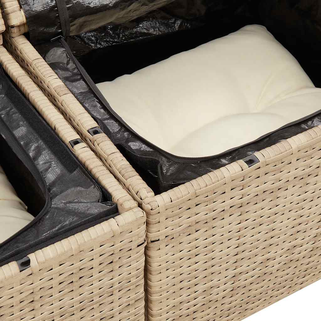 vidaXL 7-delige Loungeset met kussens poly rattan zwart