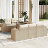 vidaXL 7-delige Loungeset met kussens poly rattan zwart