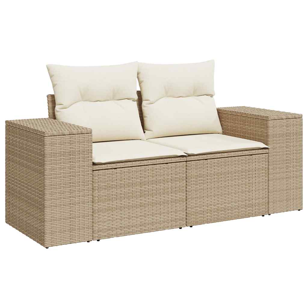 vidaXL 7-delige Loungeset met kussens poly rattan zwart