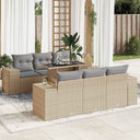 vidaXL 7-delige Loungeset met kussens poly rattan zwart