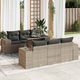 vidaXL 7-delige Loungeset met kussens poly rattan zwart