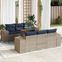 vidaXL 7-delige Loungeset met kussens poly rattan acacia zwart