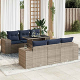 vidaXL 7-delige Loungeset met kussens poly rattan acacia zwart