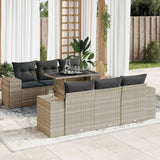 vidaXL 7-delige Loungeset met kussens poly rattan zwart
