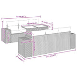 vidaXL 7-delige Loungeset met kussens poly rattan acacia zwart