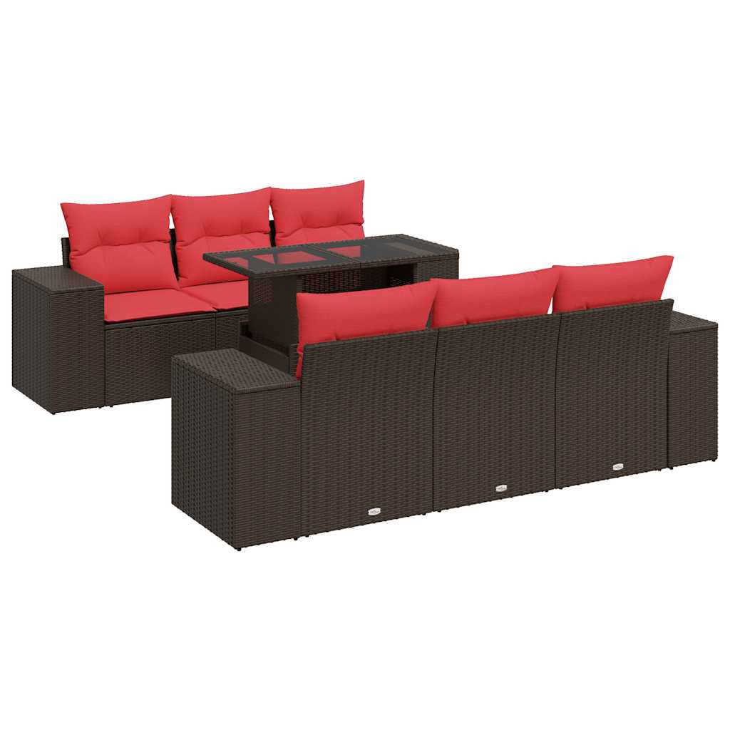 vidaXL 7-delige Loungeset met kussens poly rattan acacia zwart