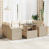 vidaXL 7-delige Loungeset met kussens poly rattan zwart