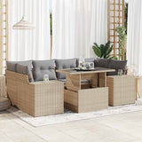 vidaXL 7-delige Loungeset met kussens poly rattan zwart