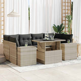 vidaXL 7-delige Loungeset met kussens poly rattan zwart