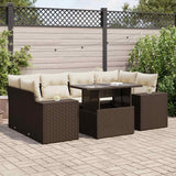 vidaXL 7-delige Loungeset met kussens poly rattan zwart