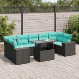 vidaXL 8-delige tuinbankset met kussens, zwart polyrotan