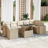 vidaXL 8-delige Loungeset met kussens poly rattan zwart