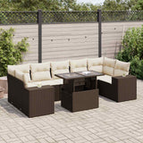vidaXL 8-delige Loungeset met kussens poly rattan zwart
