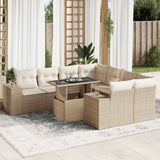 vidaXL 9-delige Loungeset met kussens poly rattan zwart