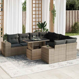 vidaXL 9-delige Loungeset met kussens poly rattan zwart