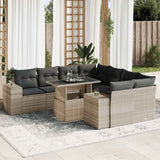 vidaXL 9-delige Loungeset met kussens poly rattan zwart