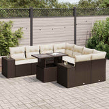 vidaXL 9-delige Loungeset met kussens poly rattan zwart