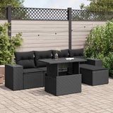 vidaXL 6-Piece Lounge Set with Cushions Poly Rattan Black